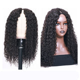 Kinky Curly #1B Natural Black V Part Wig