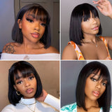 Put on & Go Realistic Glueless Wear and Go Black Yaki Straight Bob with Bangs