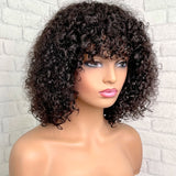 Beginner Friendly Water Wave Glueless Wear and Go short Wig with bangs Human Hair