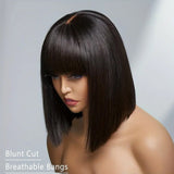 Put on & Go Realistic Glueless Wear and Go Black Yaki Straight Bob with Bangs