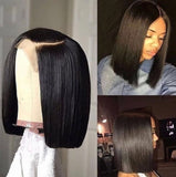 Bob Style Straight Lace Wig Naturlal Black #1B with Elastic Band