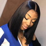 Bob Style Straight Lace Wig Naturlal Black #1B with Elastic Band