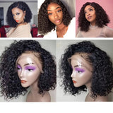 Bob Style Water Wave Lace Wig Naturlal Black #1B with Elastic Band